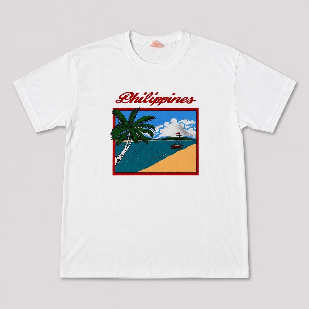 Vintage Philippines Graphic T Shirt Mens Large White Beach Tourist Souvenir Tee